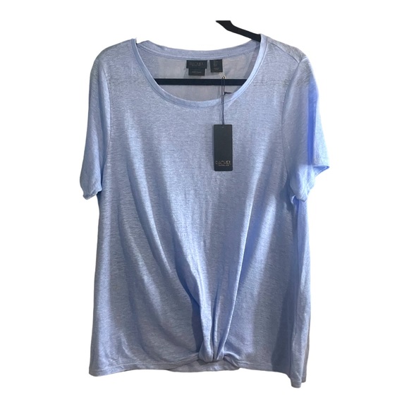 Rachel Roy Linen Tee Shirt Womens Short Sleeve Shirt Blue Large - Picture 7 of 7